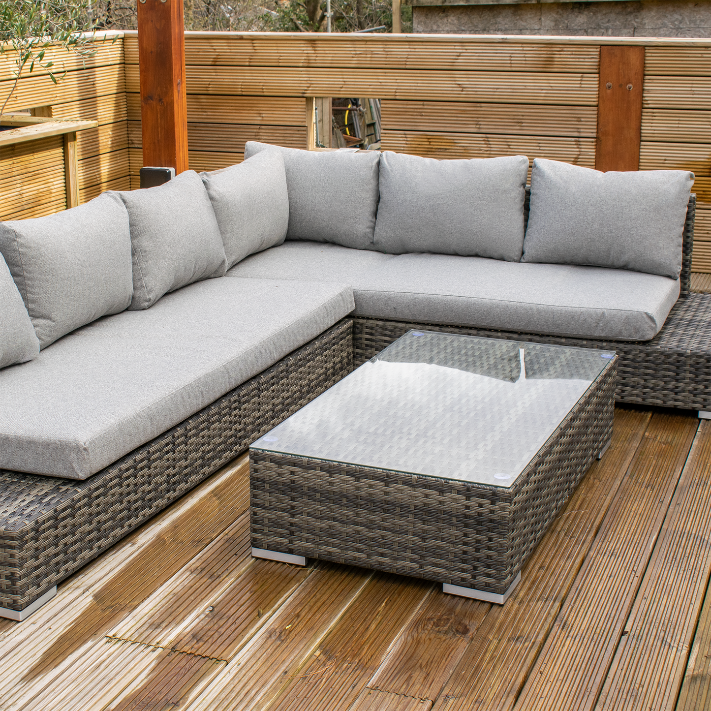 Orlo 6 Seat Rattan Corner Sofa Set with Coffee Table
