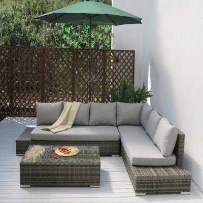 Orlo 6 Seat Rattan Corner Sofa Set with Coffee Table