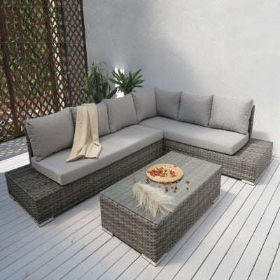 Orlo 6 Seat Rattan Corner Sofa Set with Coffee Table