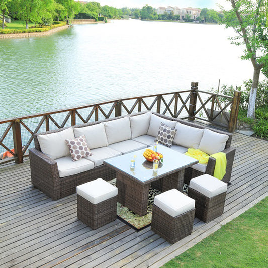 Rattan 9 seater corner sofa set