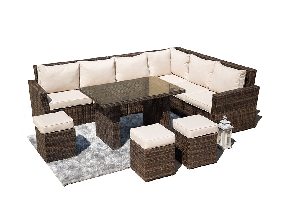 Rattan 9 seater corner sofa set