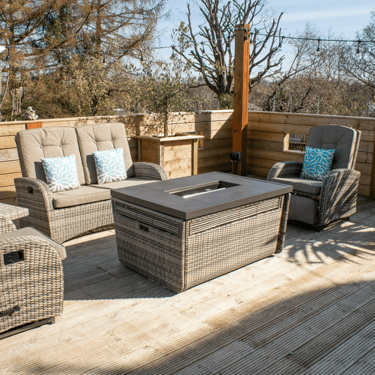 Jane - 4 Seat Rattan Set With Gas Fire Table and Side Table