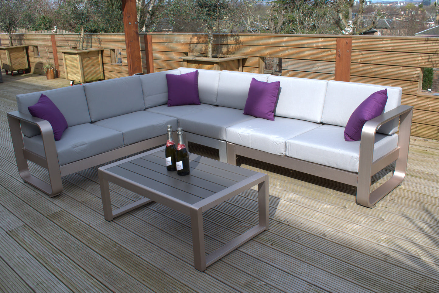 Fairy 6 Seat Aluminium Outdoor Sofa Dining Set, With Rose Gold 2 Tone Finish