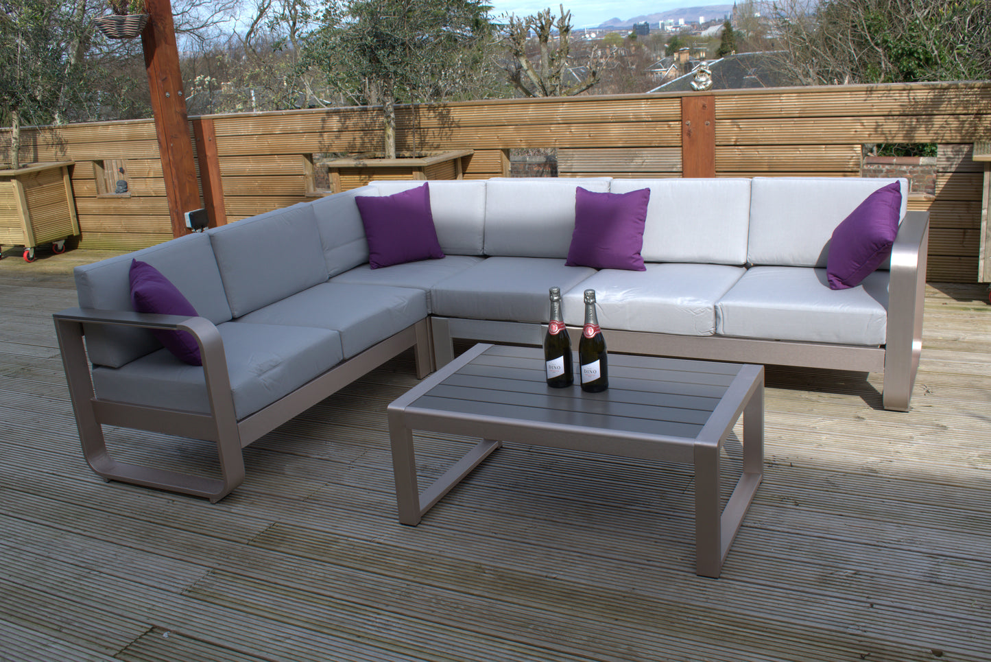 Fairy 6 Seat Aluminium Outdoor Sofa Dining Set, With Rose Gold 2 Tone Finish