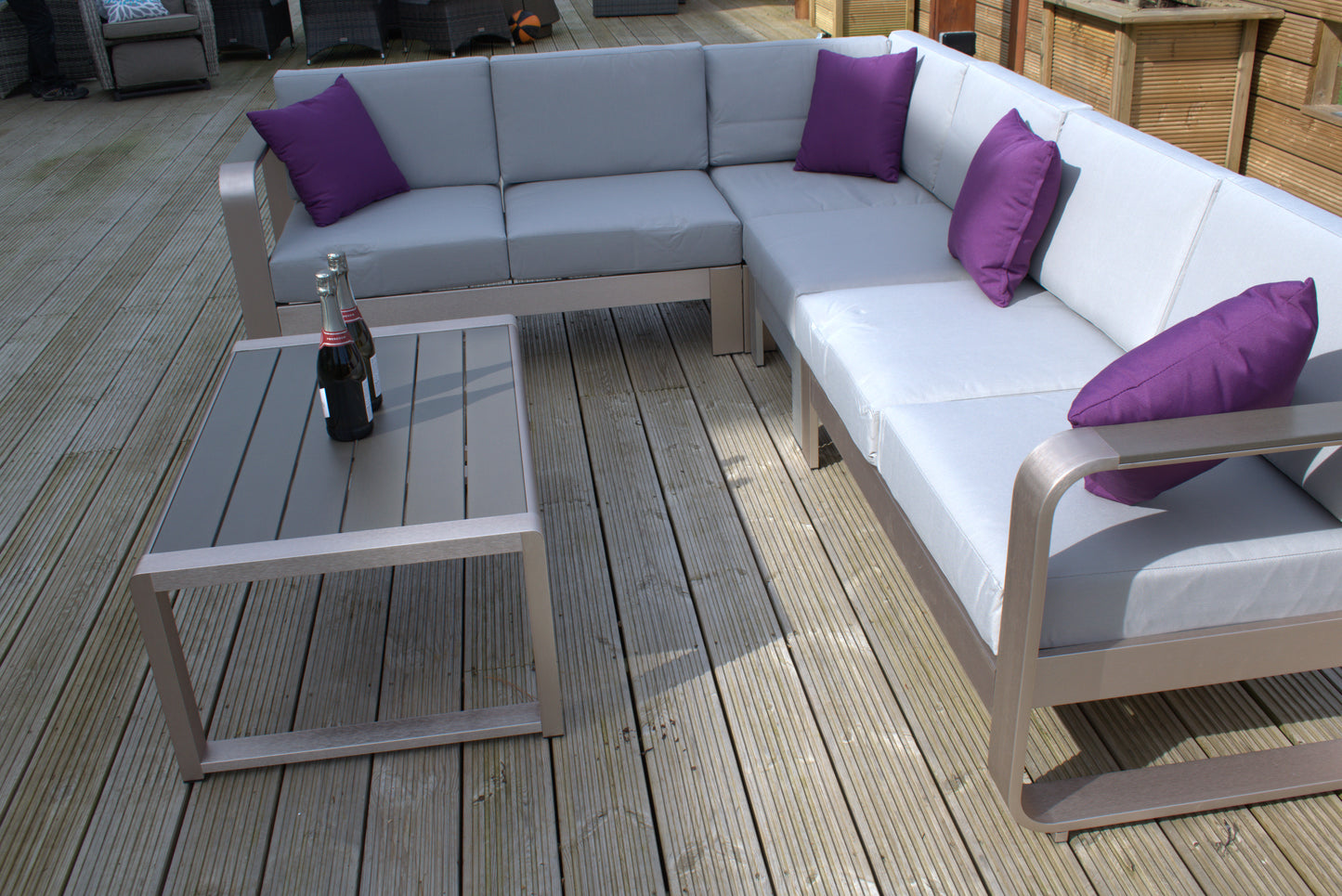 Fairy 6 Seat Aluminium Outdoor Sofa Dining Set, With Rose Gold 2 Tone Finish