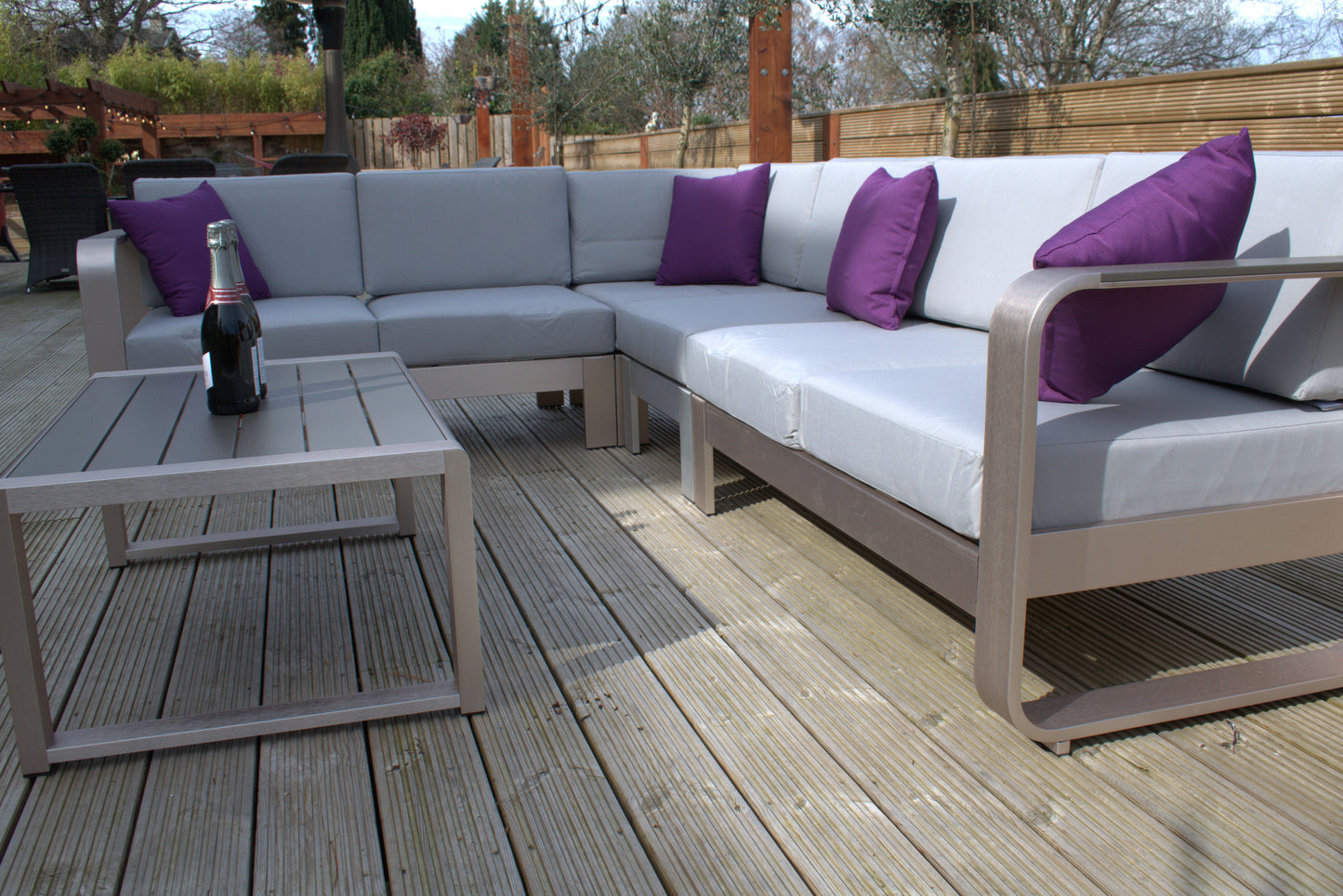 Fairy 6 Seat Aluminium Outdoor Sofa Dining Set, With Rose Gold 2 Tone Finish