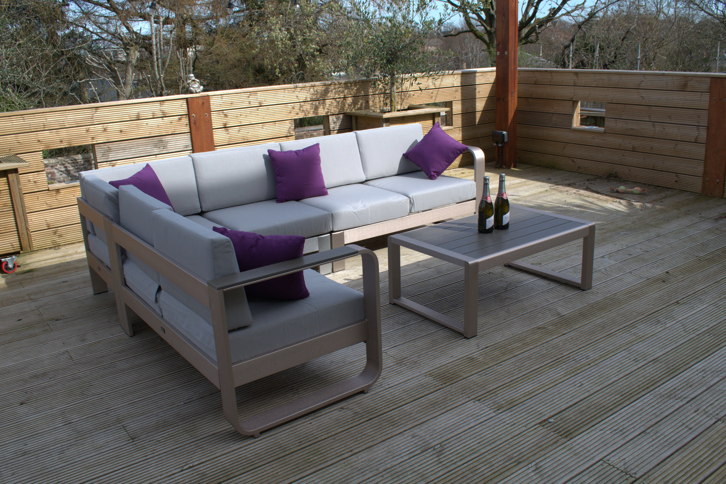 Fairy 6 Seat Aluminium Outdoor Sofa Dining Set, With Rose Gold 2 Tone Finish