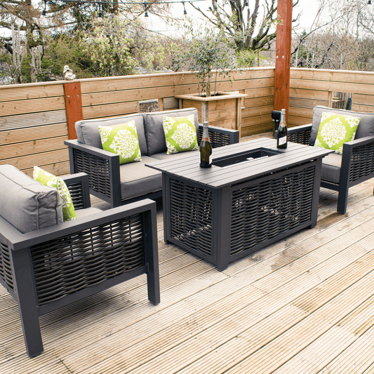 Dallas - 4 Seat Rattan Set With Gas Fire Table