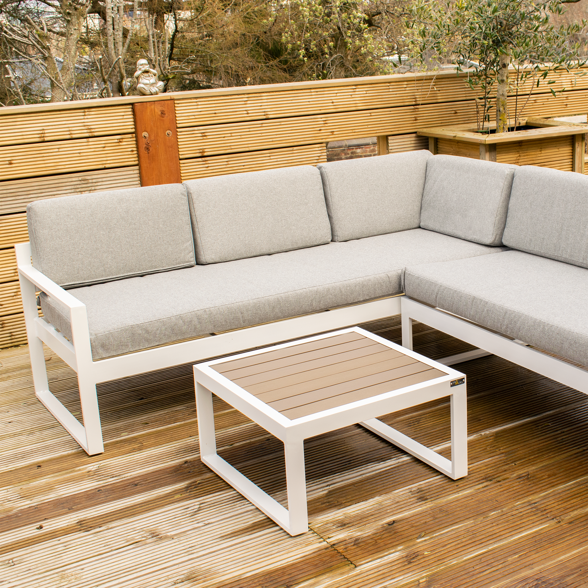 Sky 6 Seat Aluminium Corner Sofa Set With Coffee Table vivaamors