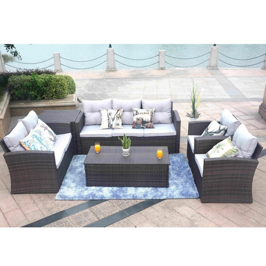 Rattan 7 Seat Outdoor Sofa Dining Set