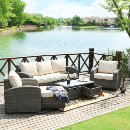 Rattan 5 Seat Outdoor Sofa Dining Set