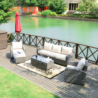 Rattan 5 Seat Outdoor Sofa Dining Set