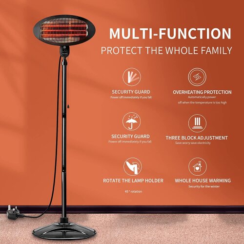 Love Burn 2000W Electric Quartz Patio Heater, Freestanding Portable Heater, Indoor or Outdoor Use